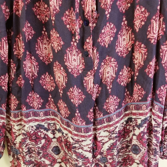 Lucky Brand Purple Boho Batik Print Peasant Blouse - Picture 3 of 6